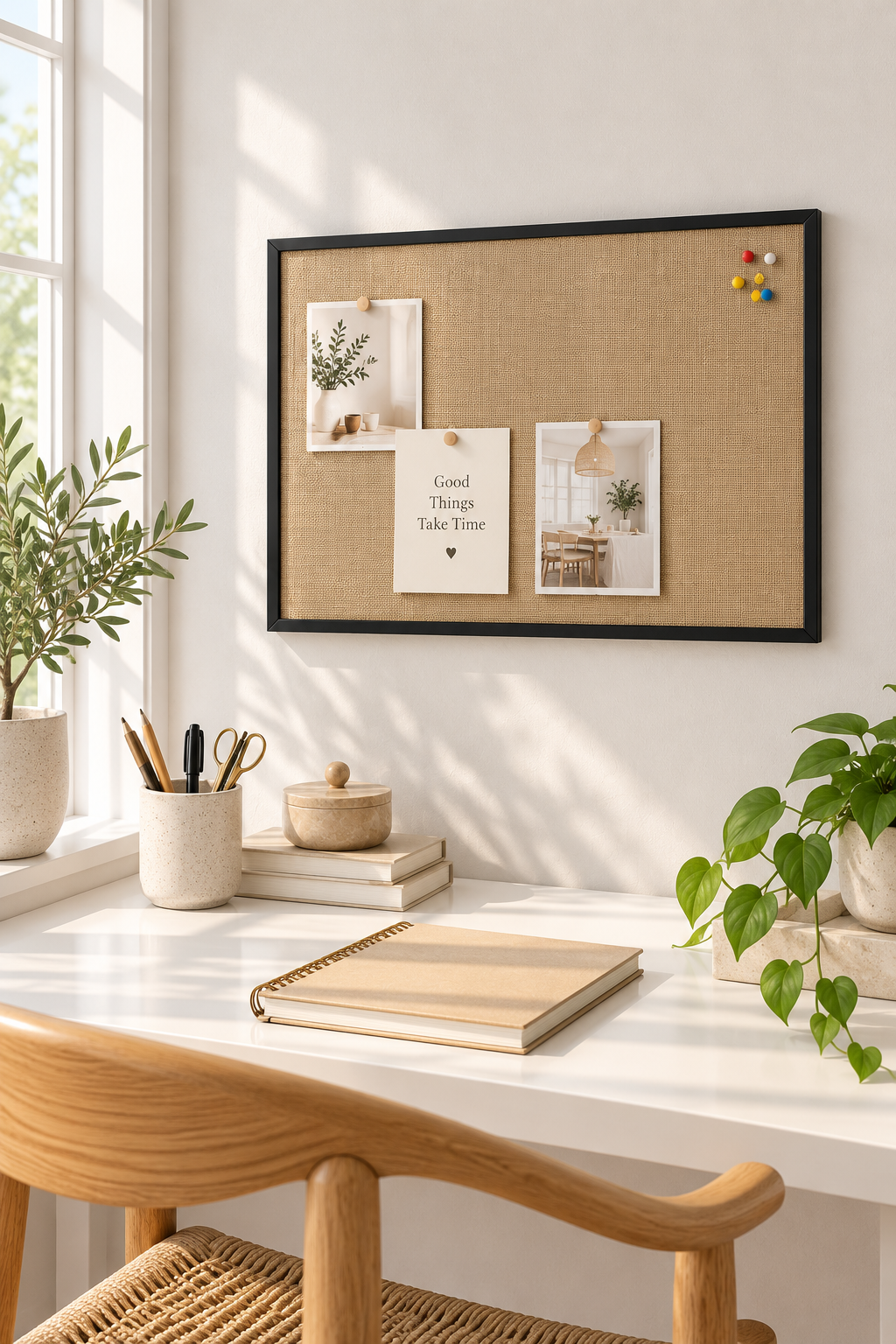 Hessian oppslagstavle m. sort treramme – 60x40