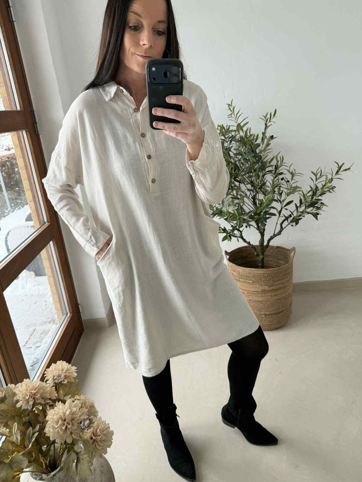 Kjole med lommer - Lin / viscose