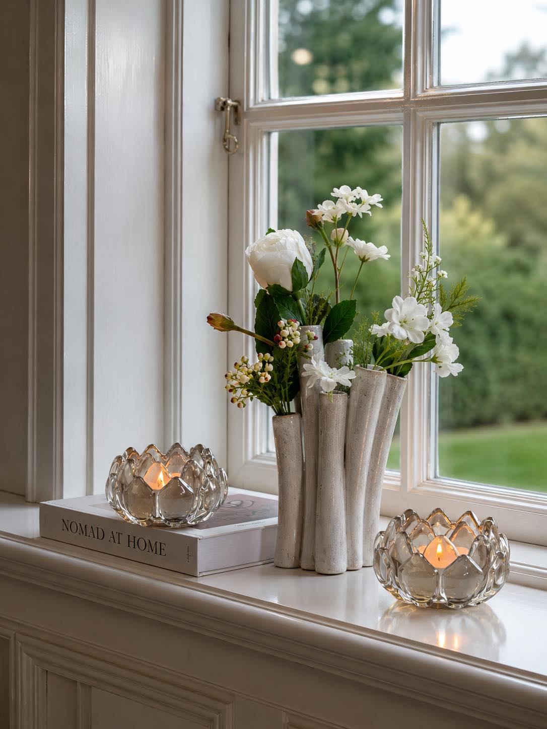 Lysestake beige lotus  - Sett med 2 stk