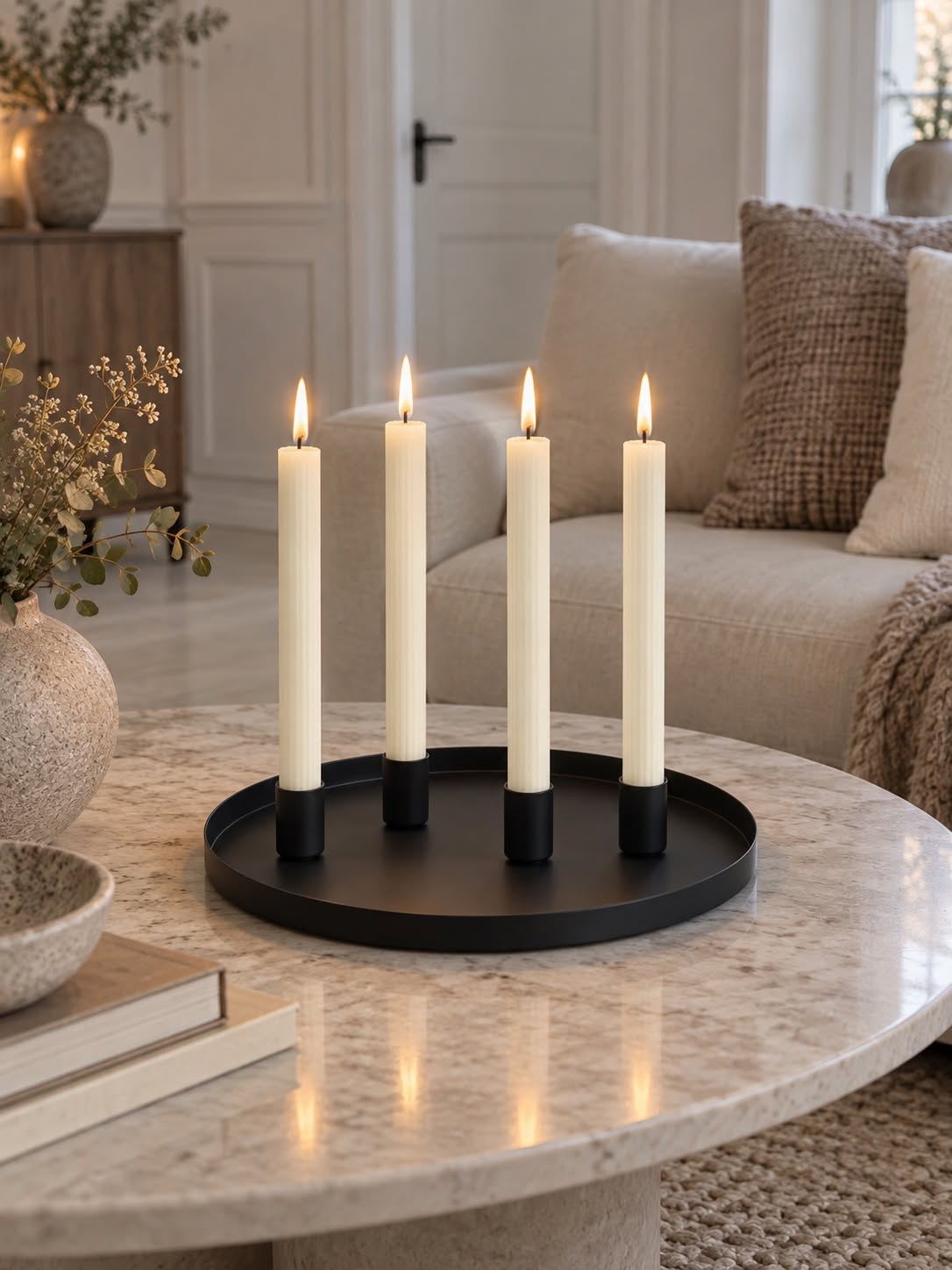 Brett med 4 lysestaker - Black