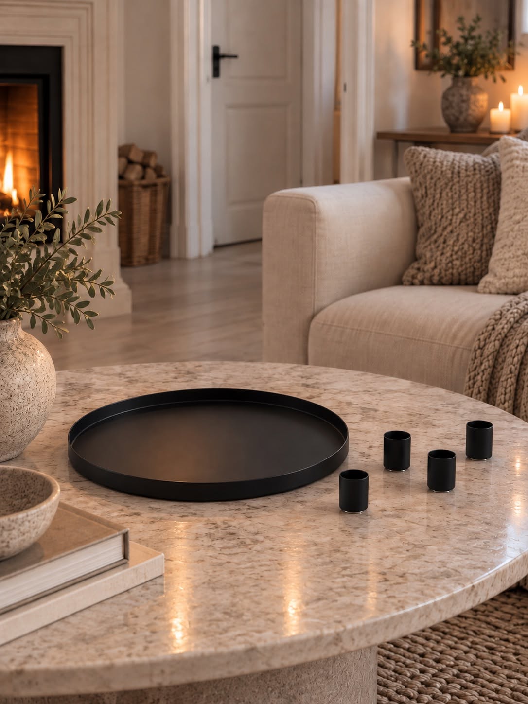 Brett med 4 lysestaker - Black