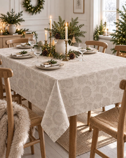 Dug JACQUARD blomst Sand på bord til jul med levende lys og pynt