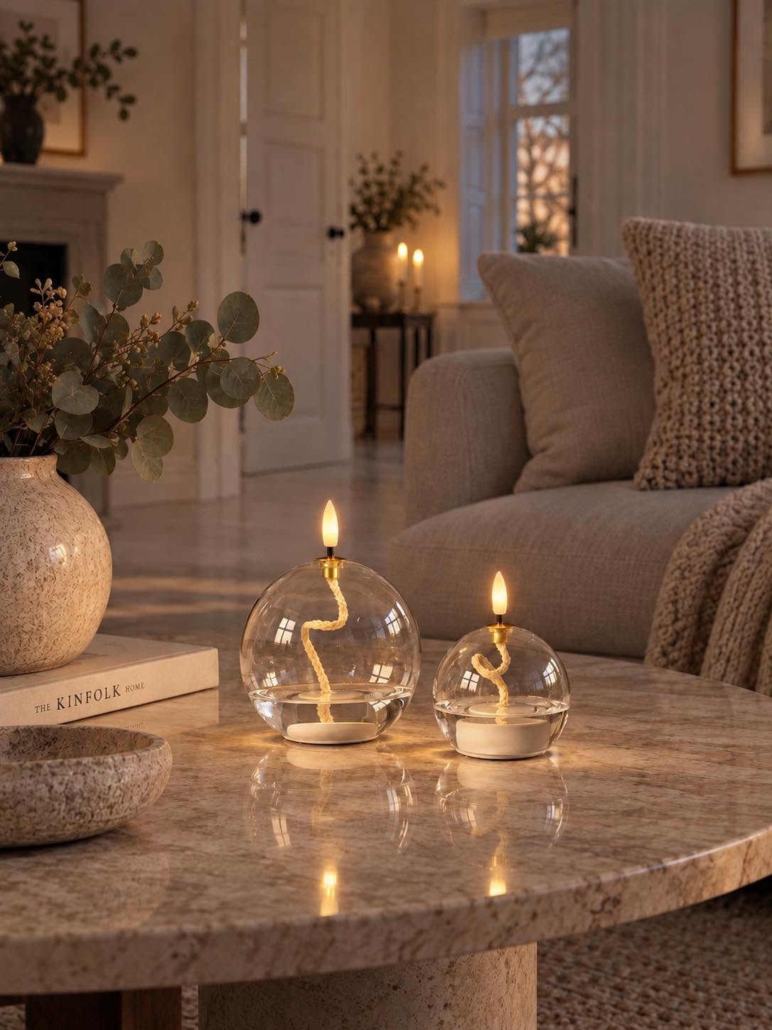 Oljelampe med LED-lys