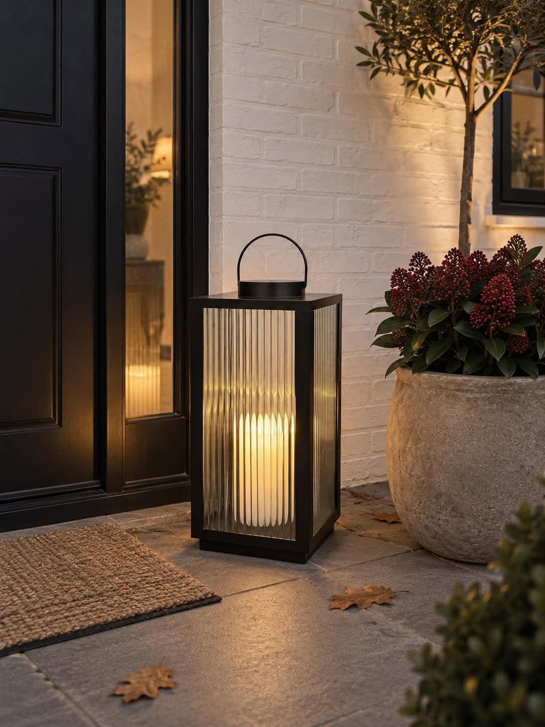 Lanterne Nordic med blokklys og timer