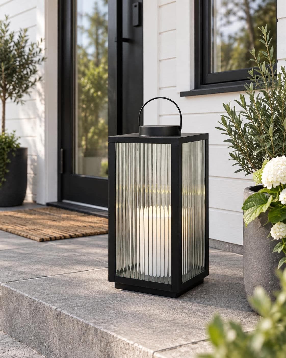 Lanterne Nordic med blokklys og timer