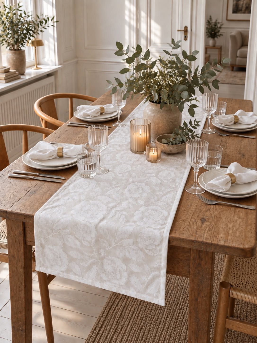 Munnservietter JACQUARD hvit - 4 stk