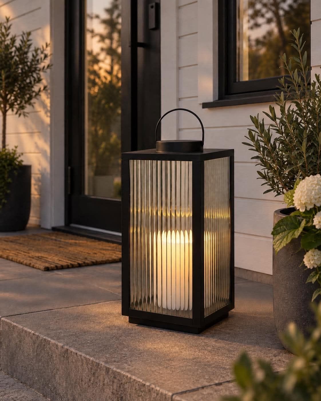 Lanterne Nordic med blokklys og timer