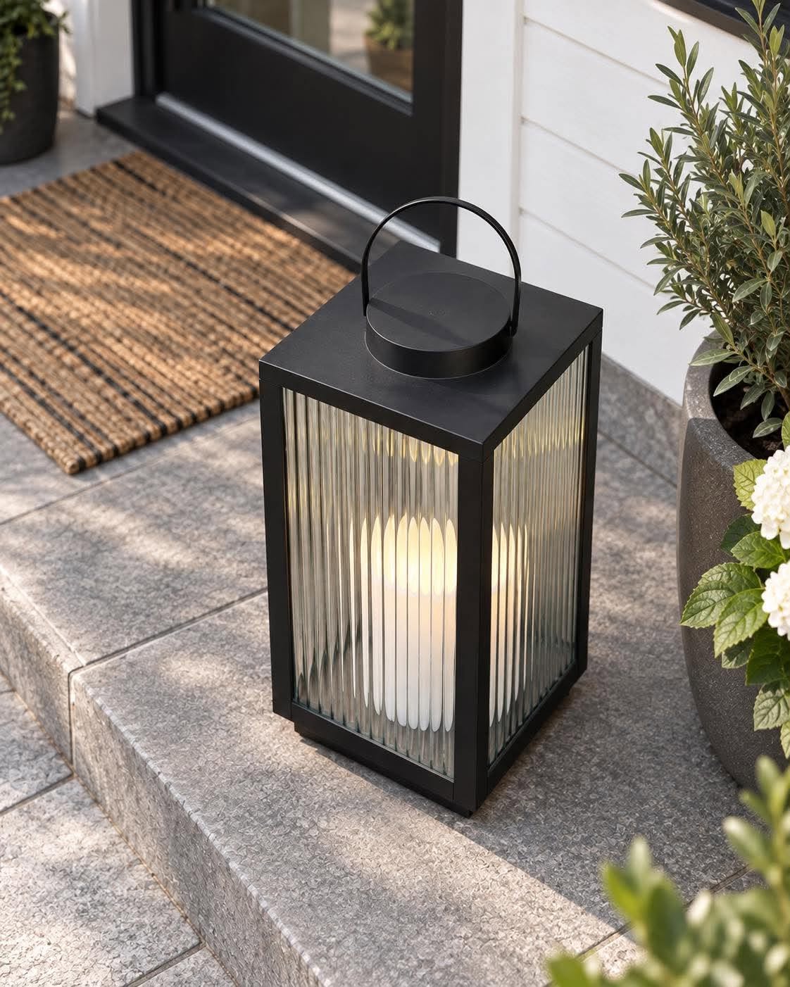 Lanterne Nordic med blokklys og timer