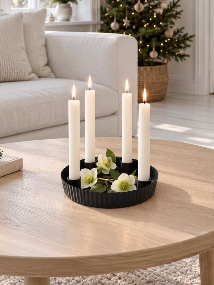 Adventsstake i metall – sort, rund