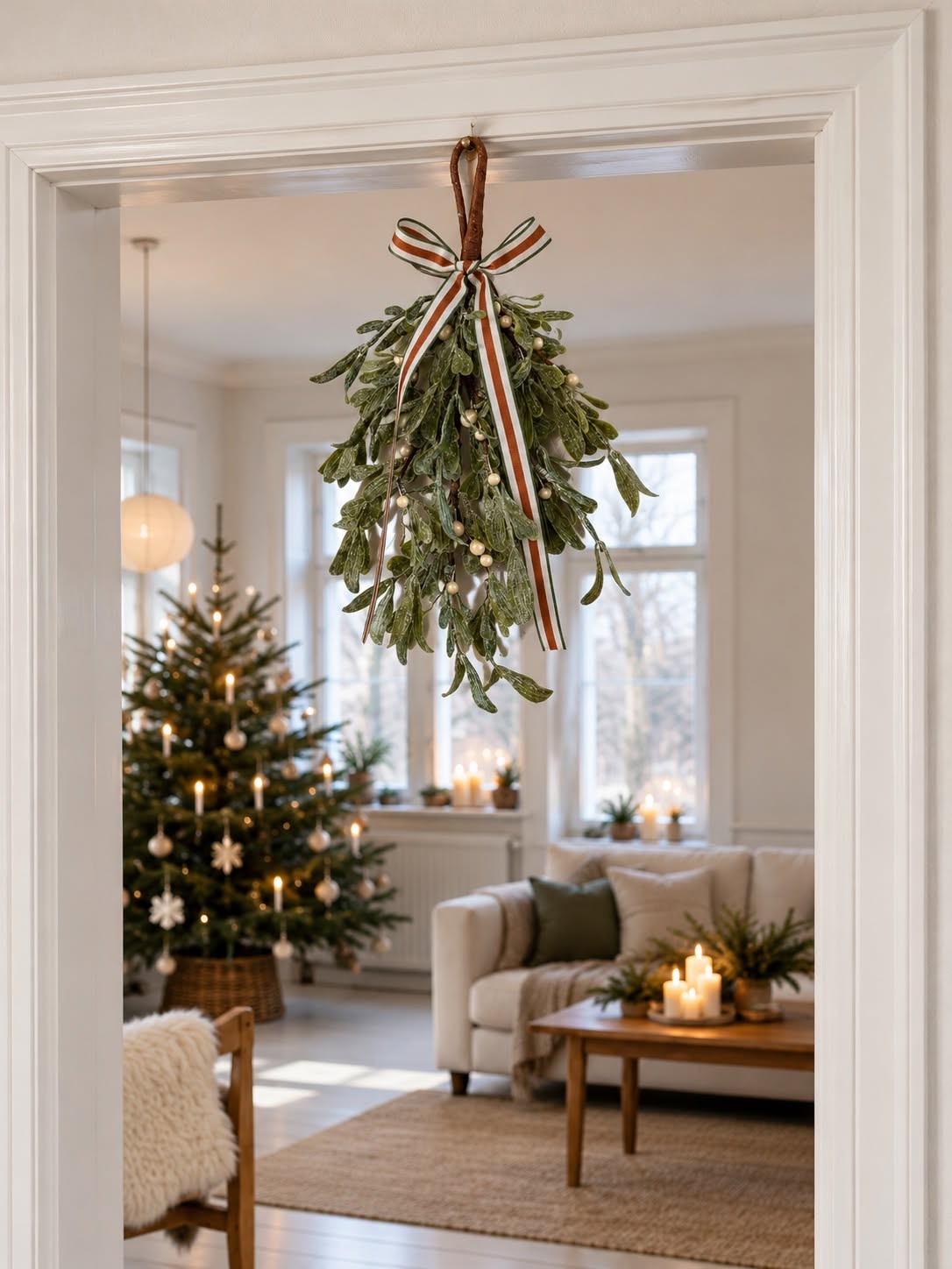 Misteltein med bånd – Kunstig juleoppheng