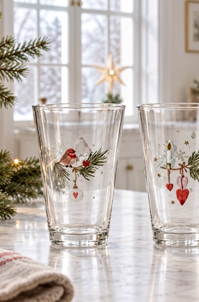 Drikkeglass jul - Pakke med 3 stk