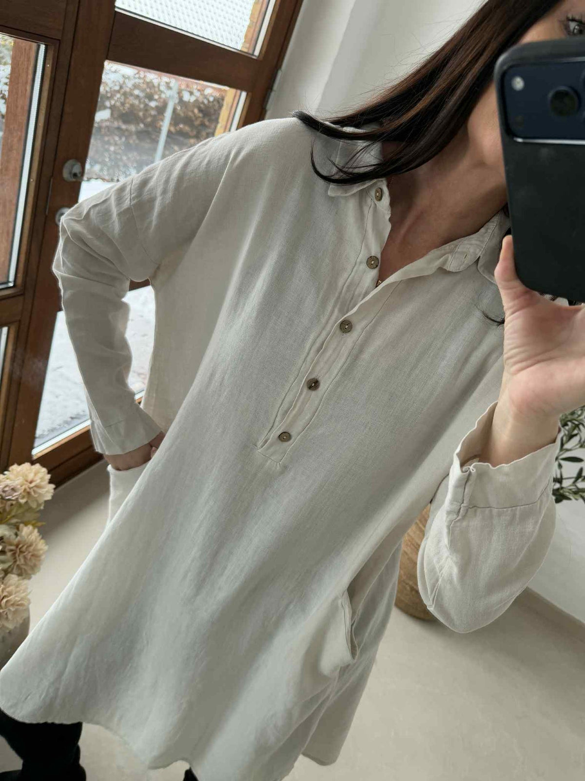 Kjole med lommer - Lin / viscose