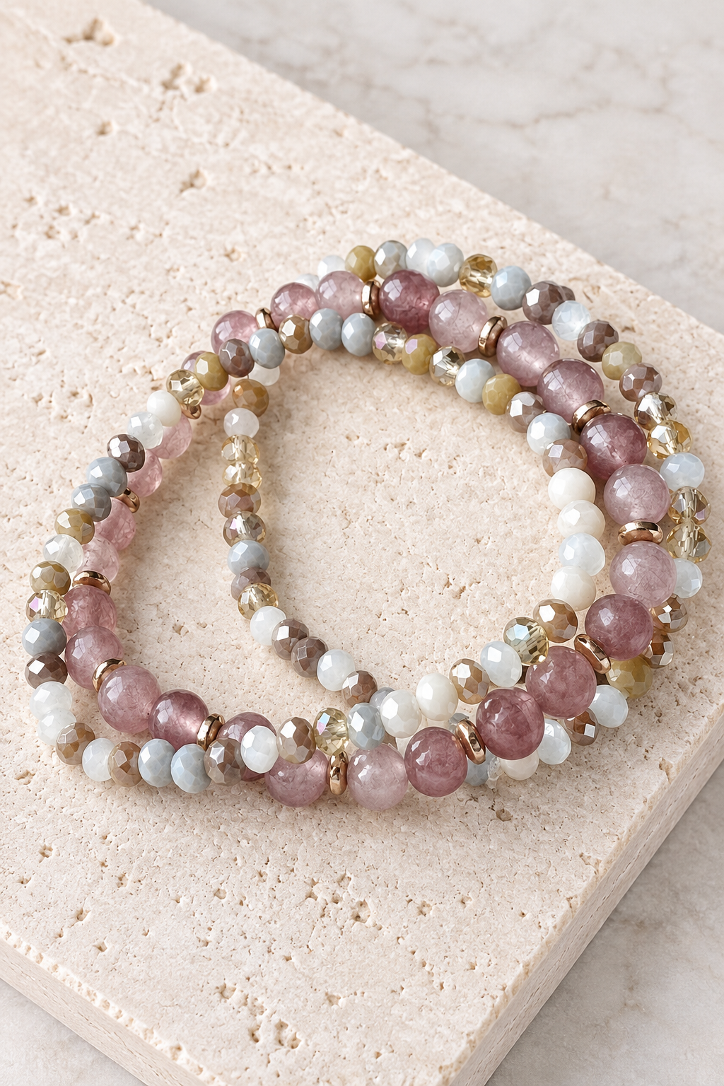 Armbånd Luna Vintage Rose – Sett med 3 stk