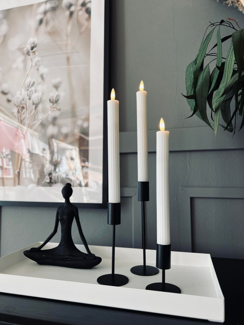 LED Kubelys med riller - 22 cm