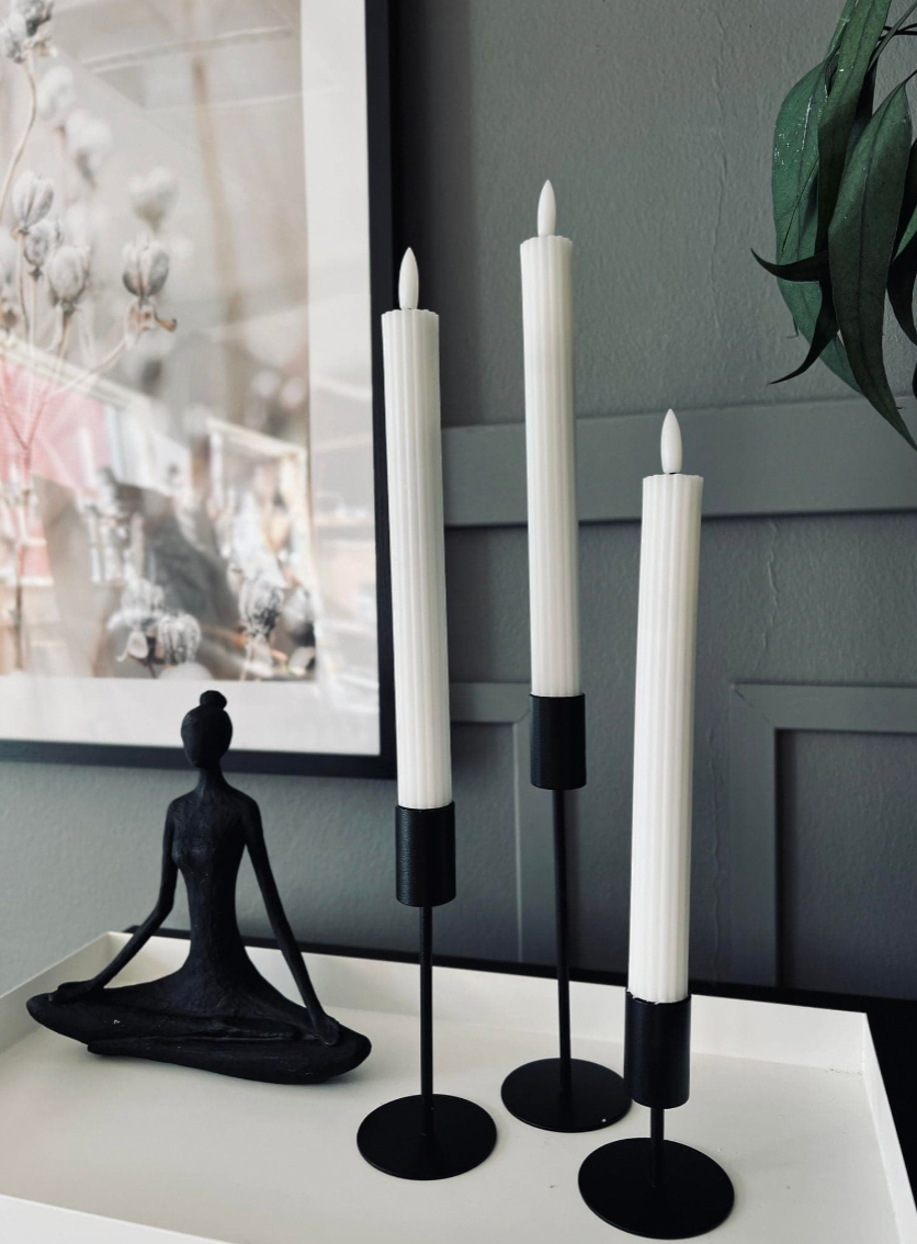 LED Kubelys med riller - 22 cm