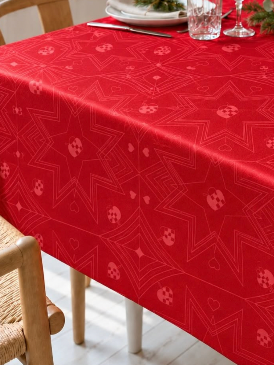 Juleduk Jacquard - Rød 240cm – Rød Jacquard Duk