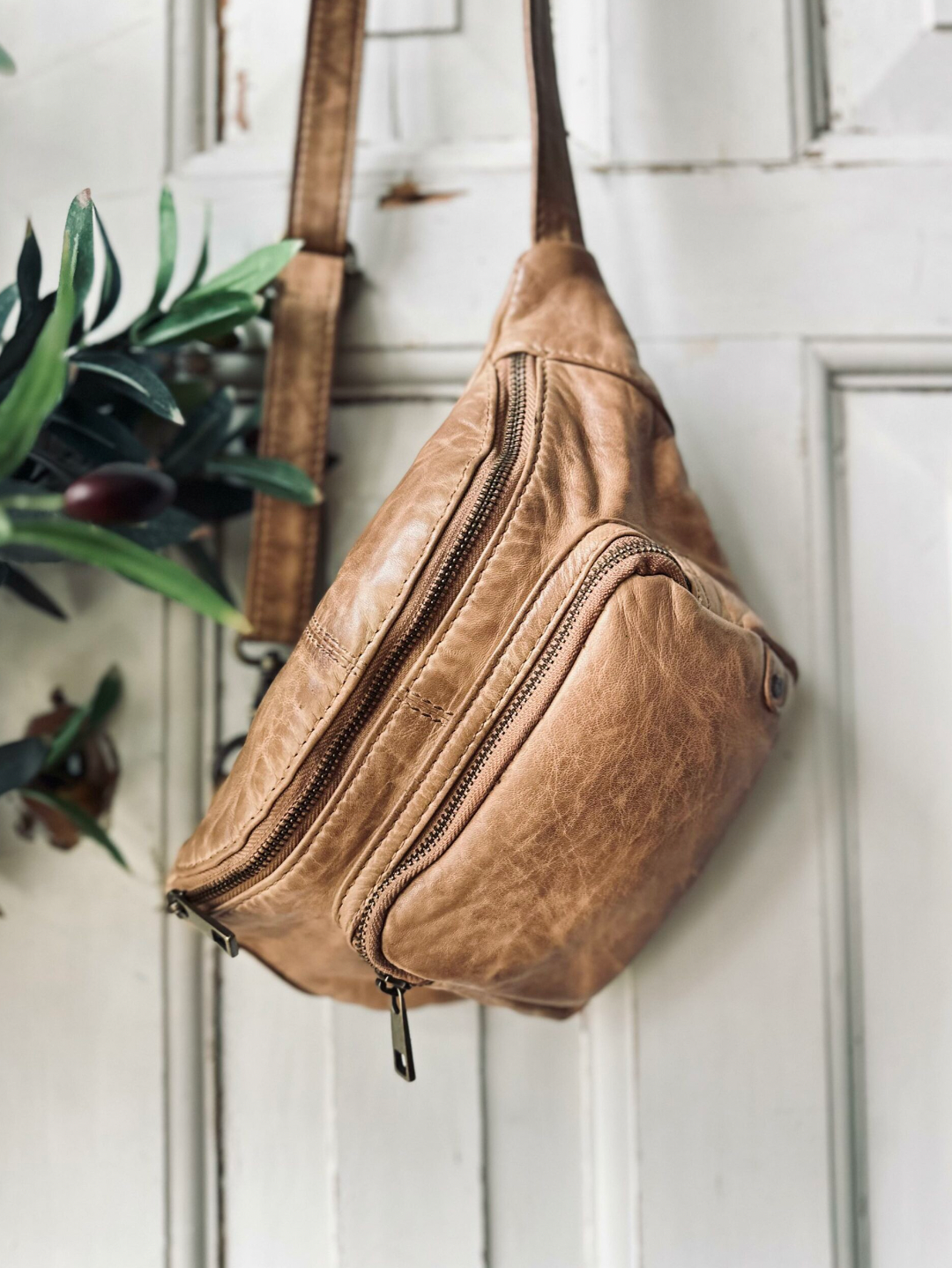 Belteveske i vintage-look - Camel