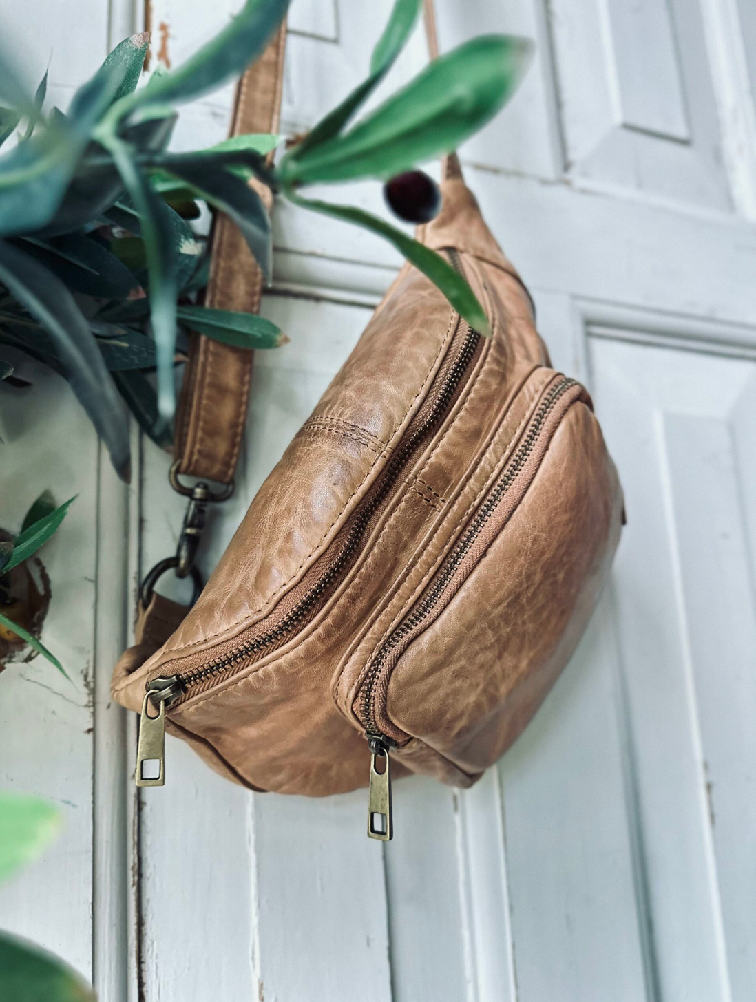 Belteveske i vintage-look - Camel