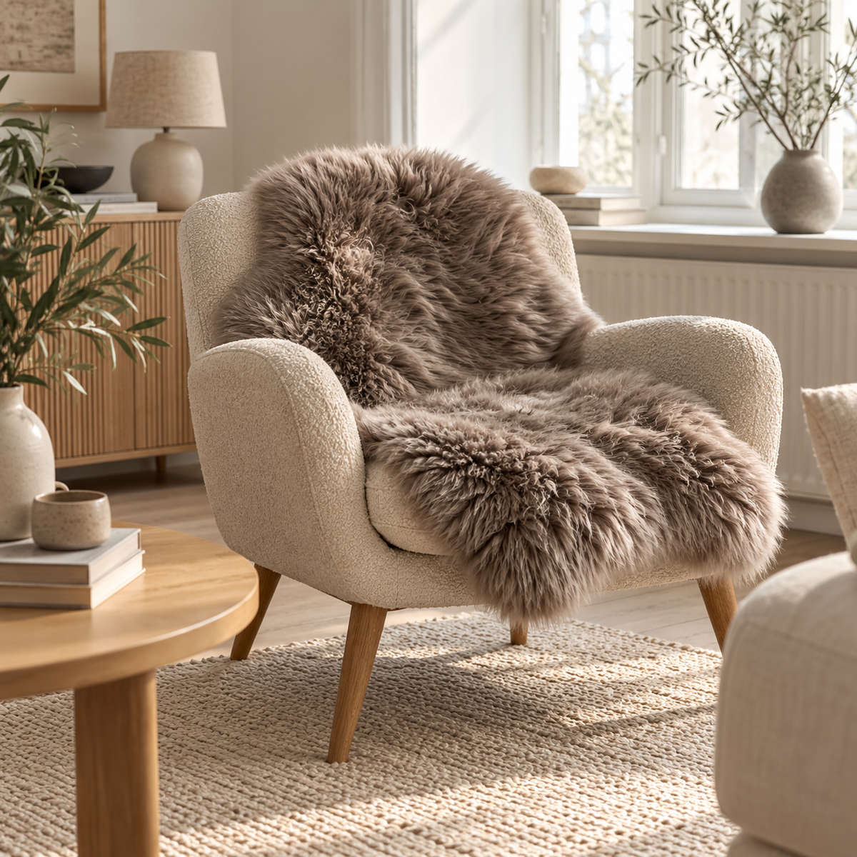 Saueskinn i flott mokkafarge - 90x60