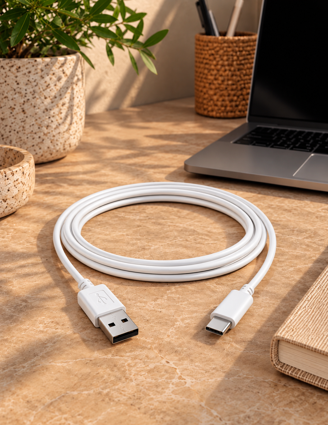 Ladekabel USB-C til USB-A – 2 m hvit