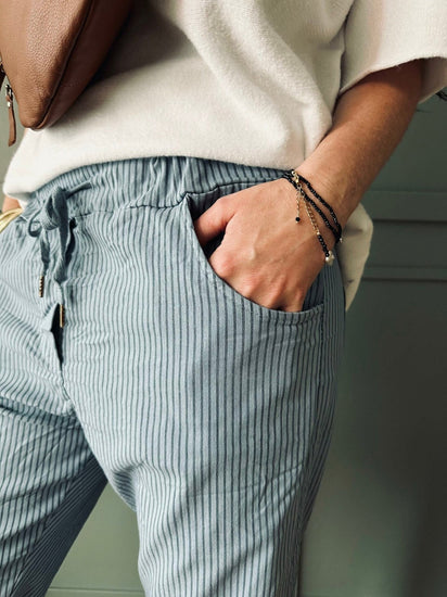 Bukser soft jeans med strib - VIAMAJA.DK