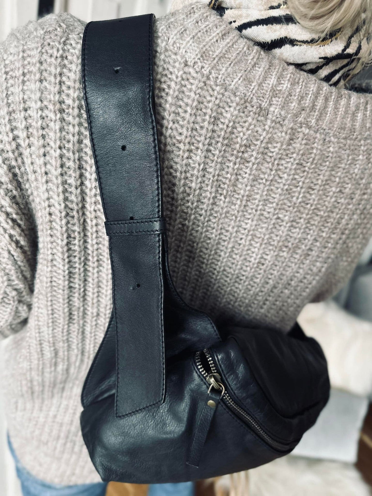 Bumbag Big Leather - Black - VIAMAJA.DK