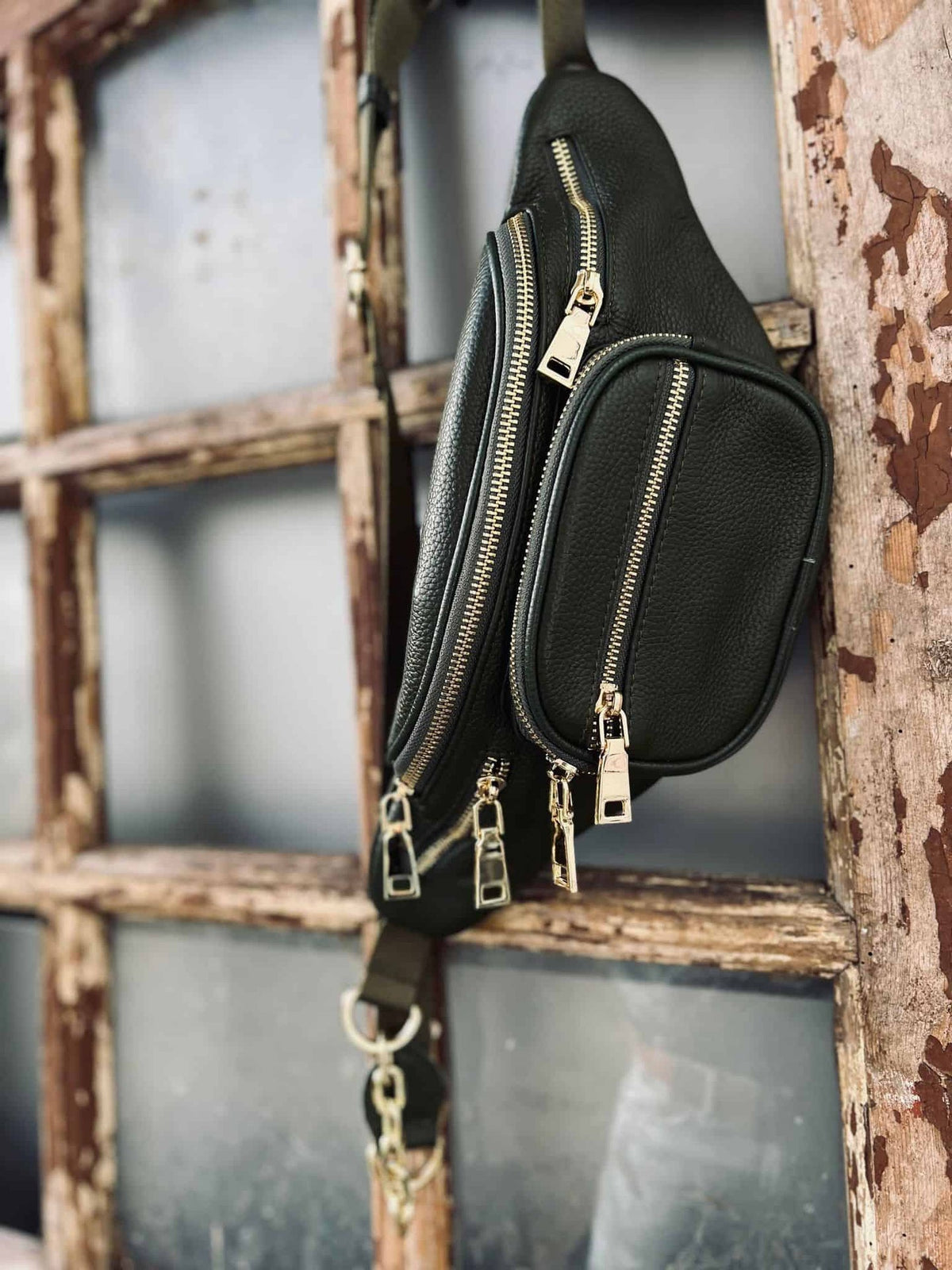 Bumbag MAY - Dark green med Guld - VIAMAJA.DK
