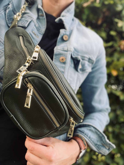 Bumbag MAY - Dark green med Guld - VIAMAJA.DK