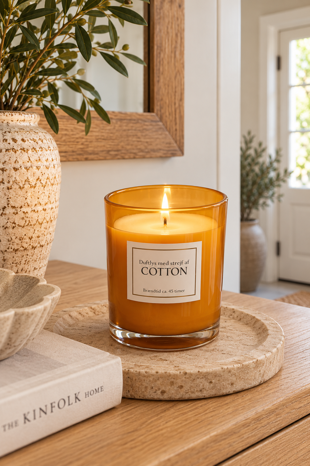 Duftlys – Cotton Gylden glas