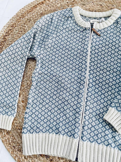 Cardigan i merinould – Iris blue L - VIAMAJA.DK