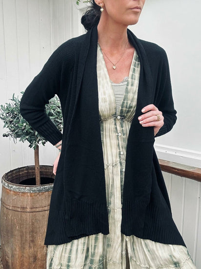 Cardigan Long style - Black - VIAMAJA.DK