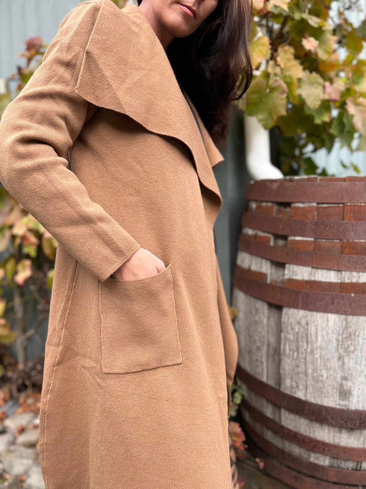 Coat / Cardigan - Camel - VIAMAJA.DK