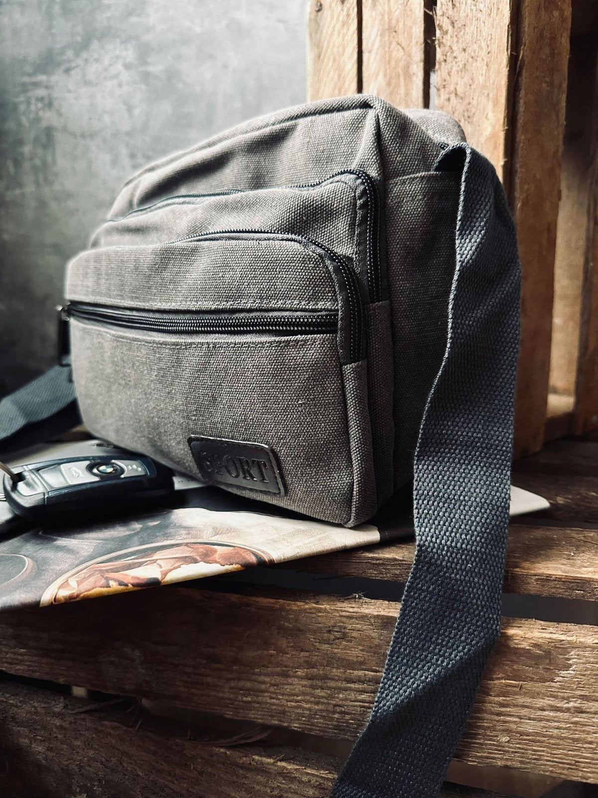 Crossbody Kanvas grå unisex - VIAMAJA.DK