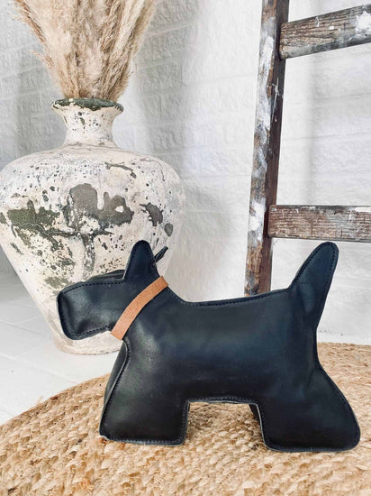Dørstopper Hund - Sort skind - VIAMAJA.DK
