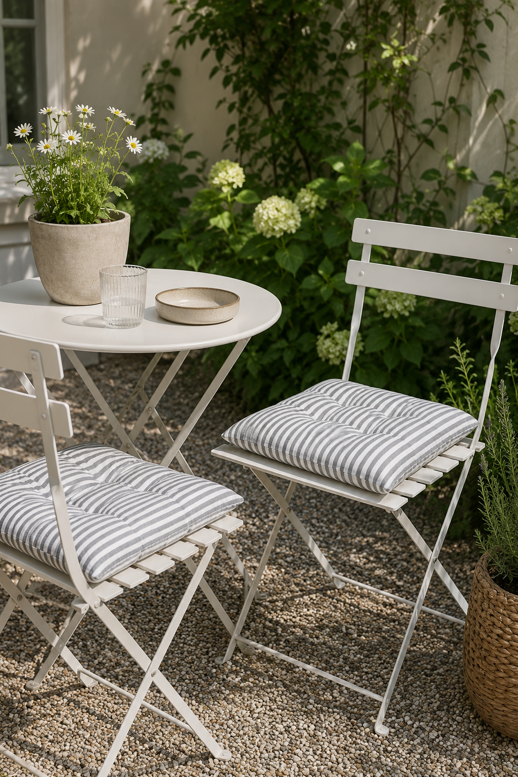 Hagepute futon – Grå / Hvit 40×40