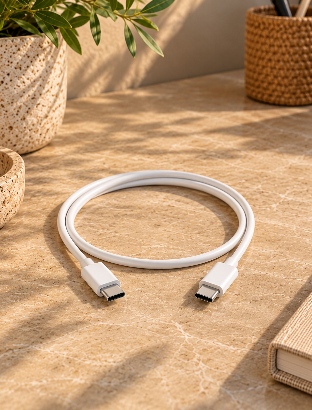 Ladekabel USB-C til USB-C - 1 m hvit
