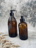 Gjenbruksflaske med pumpe – 250 ml – Brunt glass