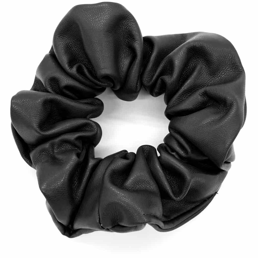 Hår elastik - Scrunchie sort læder - VIAMAJA.DK