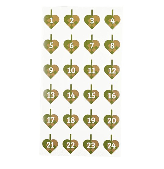 Klistermærker til pakkekalender – Guld 1-24 - VIAMAJA.DK