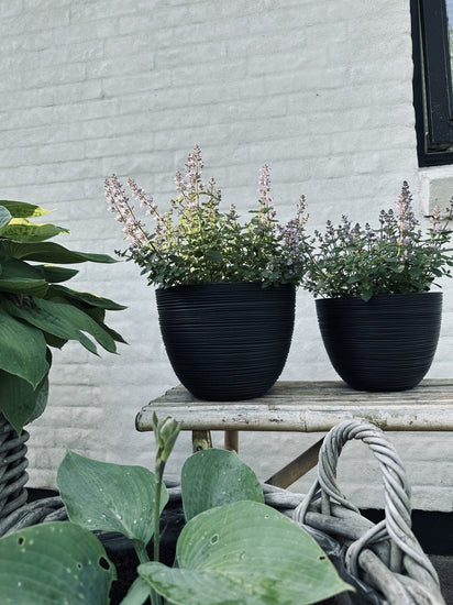 Krukke med riller – Black medium - VIAMAJA.DK