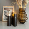 LED Bloklys / Brown – 3 stk. Lys – Inkl. fjernkontroll