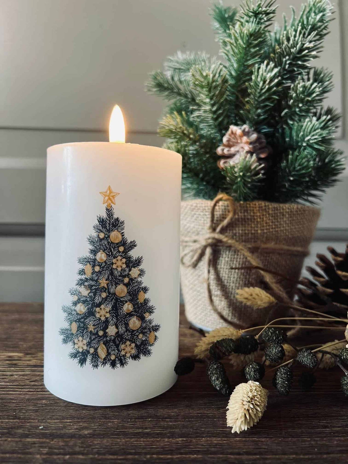 LED Bloklys med Juletræ - VIAMAJA.DK