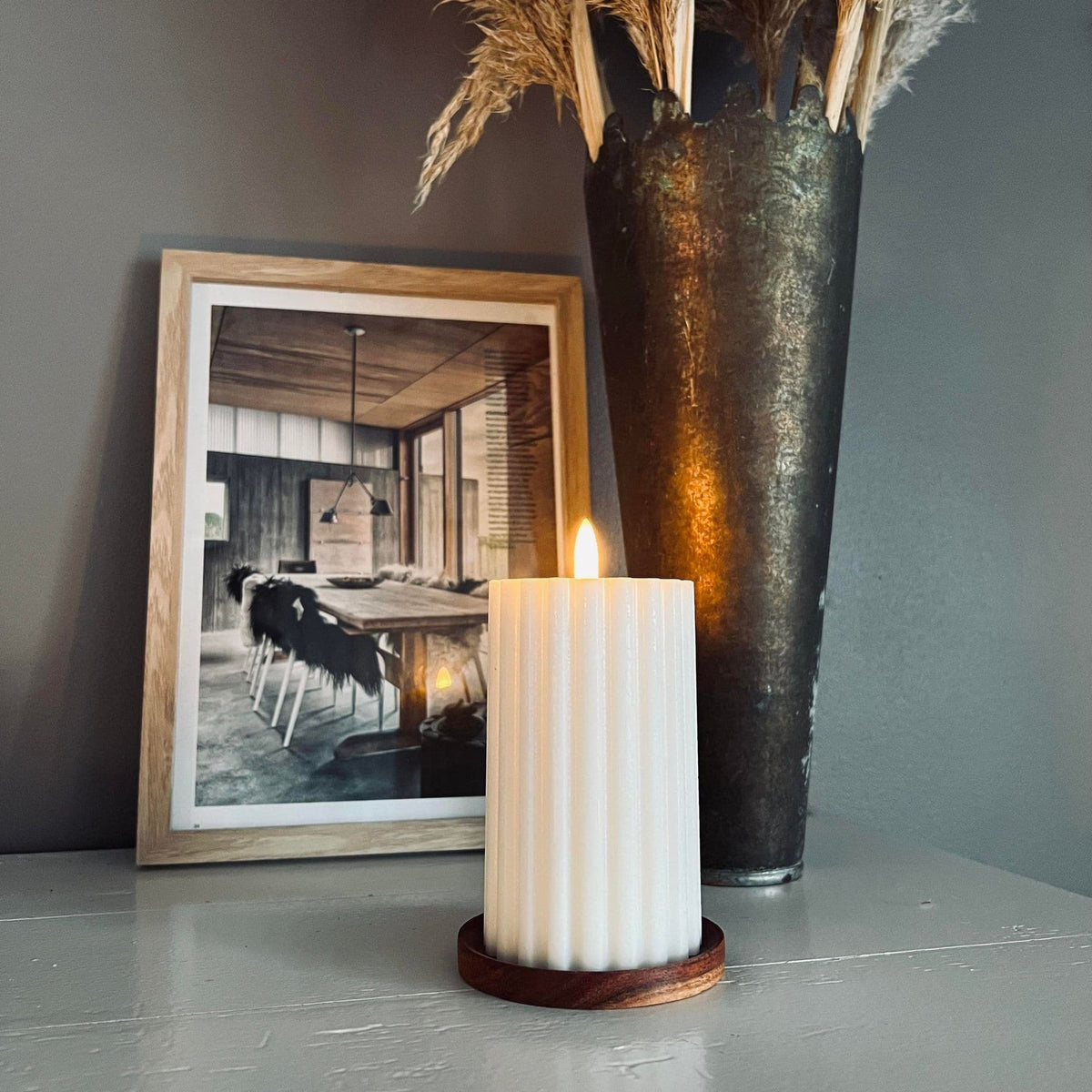 LED Rillet bloklys - Hvid 10cm - VIAMAJA.DK