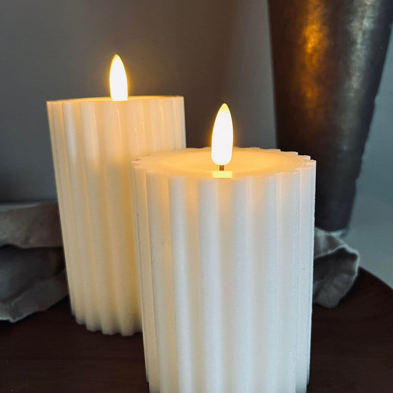 LED Rillet bloklys - Hvid 10cm - VIAMAJA.DK