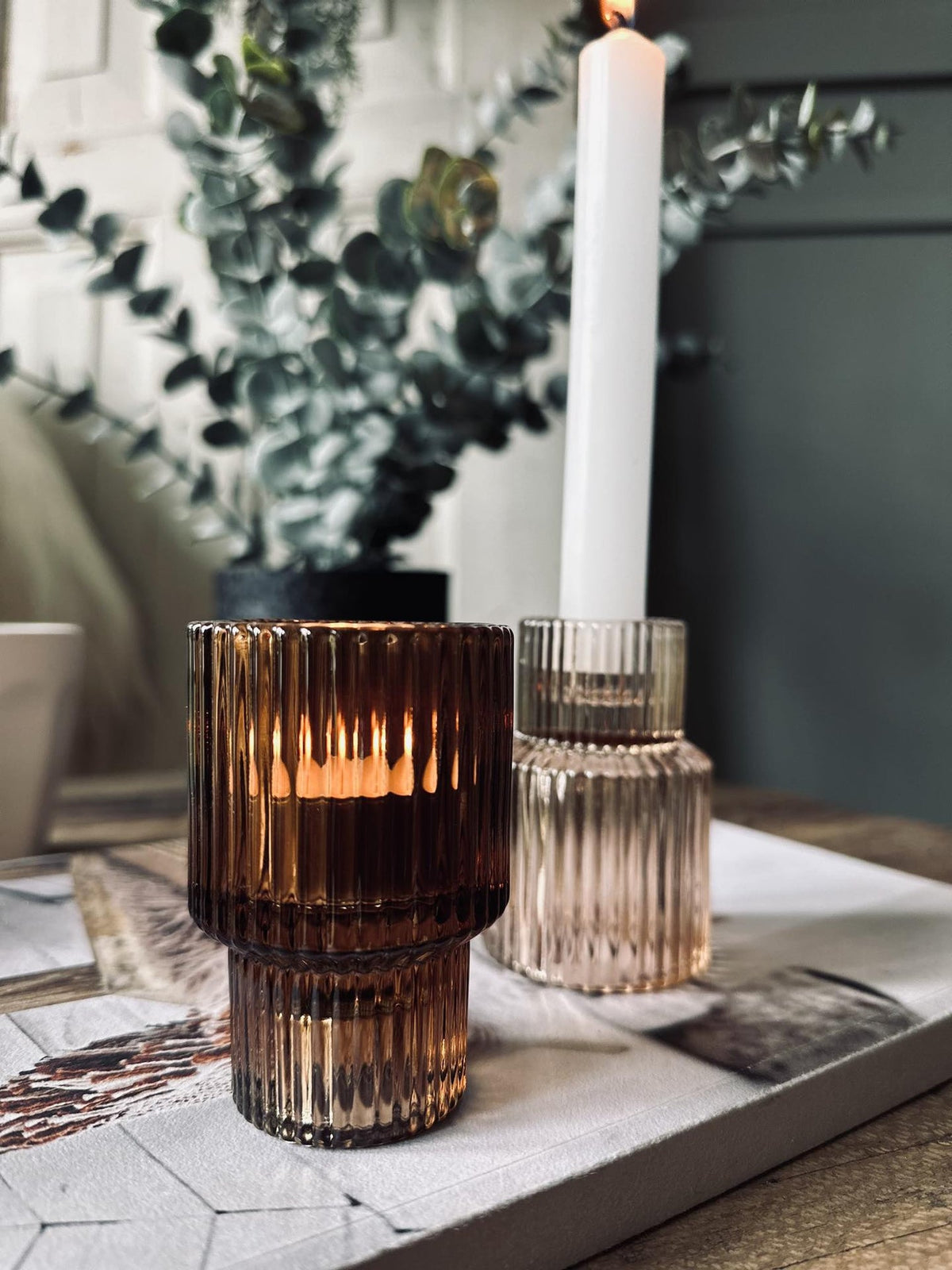 Lysestage vendbar glas - Brown - VIAMAJA.DK