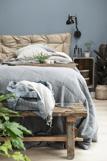Sengetæppe - Quilt dobbelt støvblå 240x240 - VIAMAJA.DK