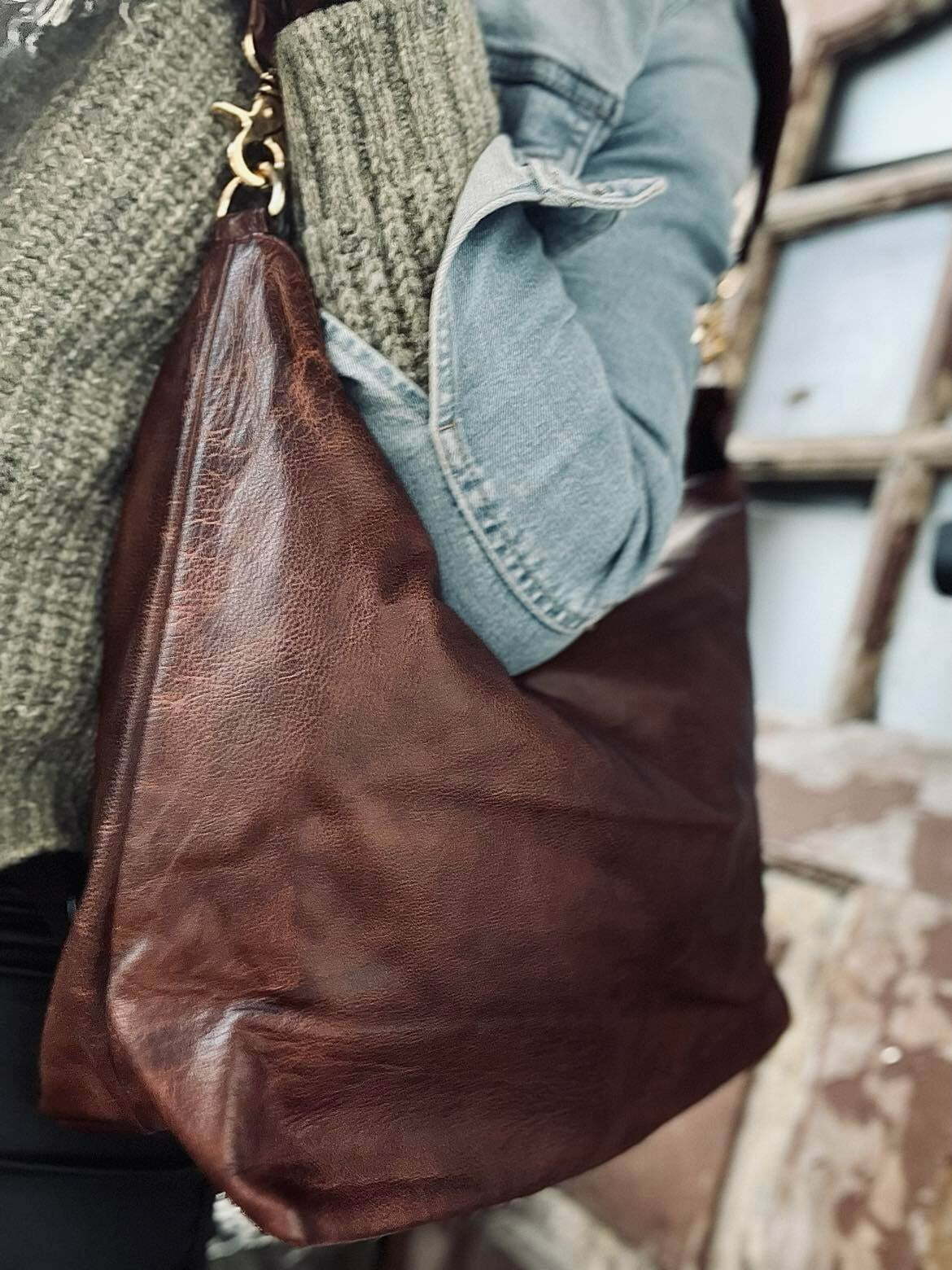 Taske MAXIME i det blødeste kalveskind - Brandy - VIAMAJA.DK