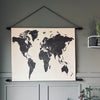 Verdenskart 110x80cm - Svart